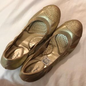 Gold glitter flats